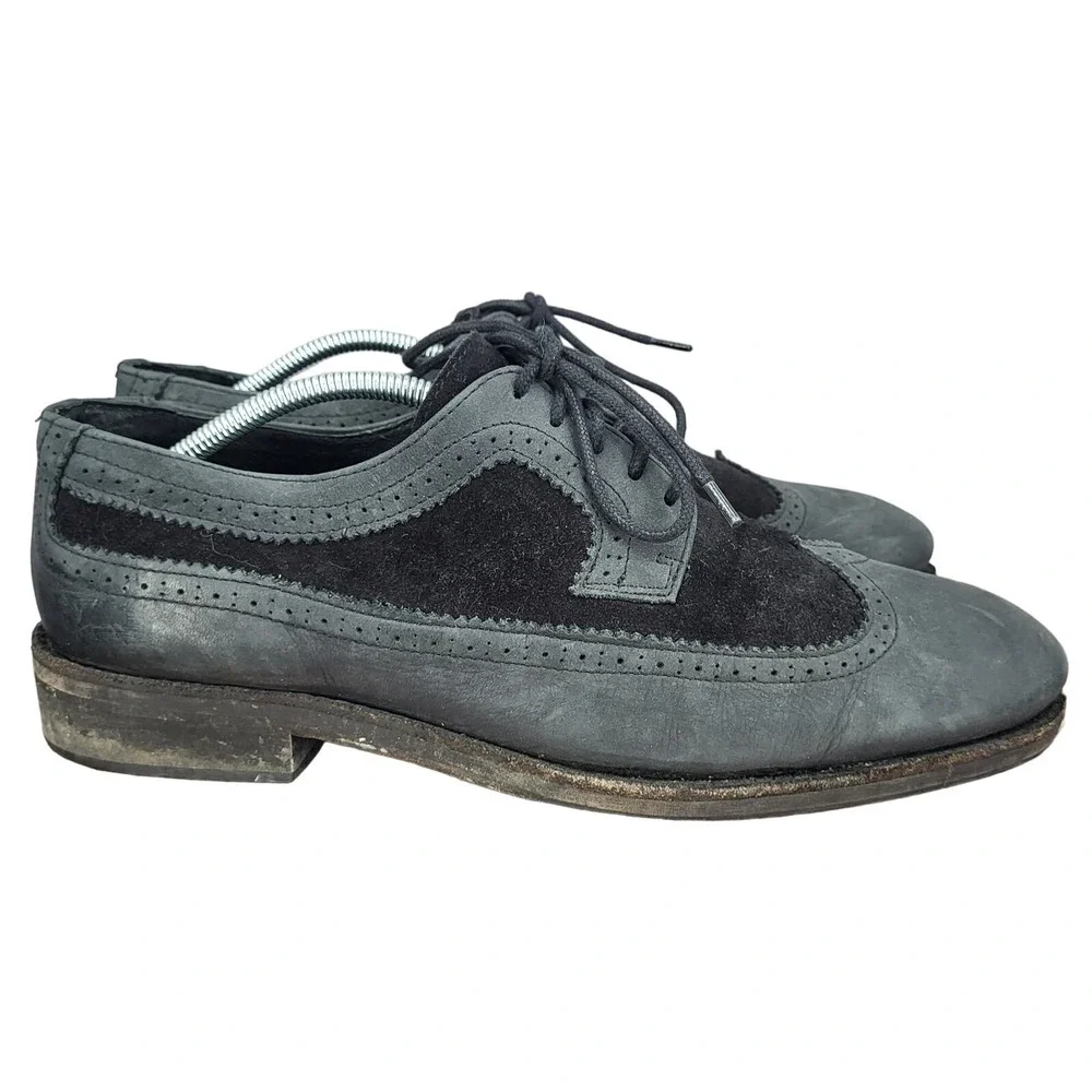 Brusque‎ Oxford Shoes Mens 13 EU 46 Gray Suede Leather Wingtip Dress Shoes